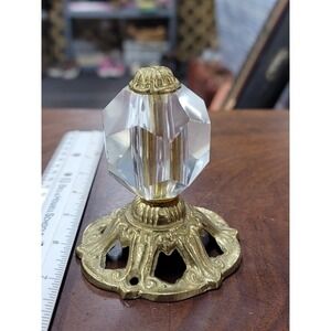 Vintage Glass Brass Dummy Door Knob Or Curtain Tie Back ? Hollywood Regency